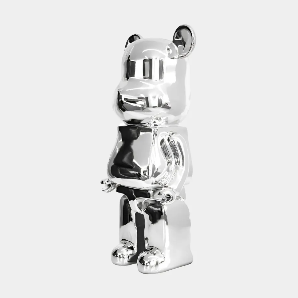 Aero Bear 50cm Chrome Resin Indoor Sculpture
