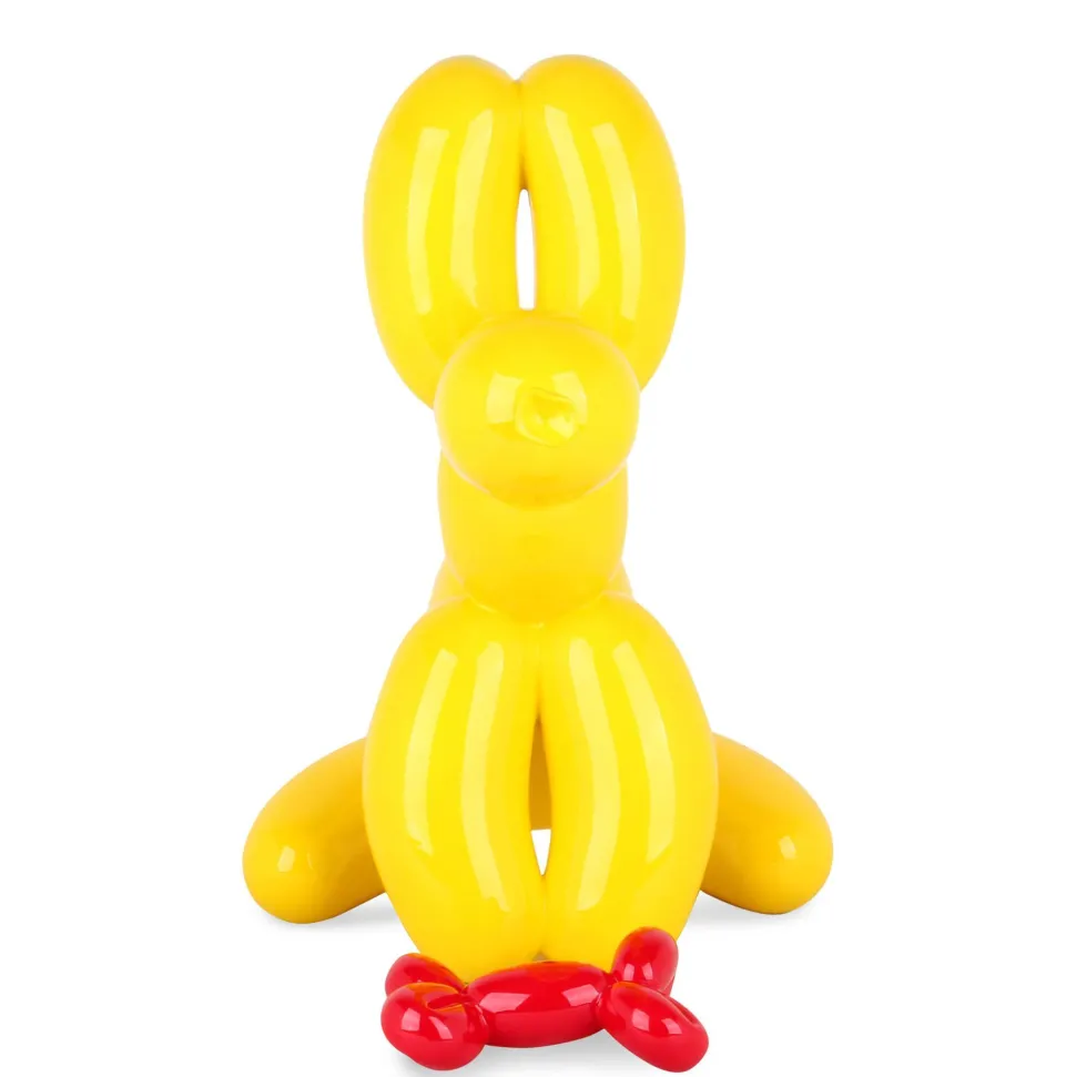 Balloon Dog & Bone 46cm Yellow Resin Indoor Sculpture