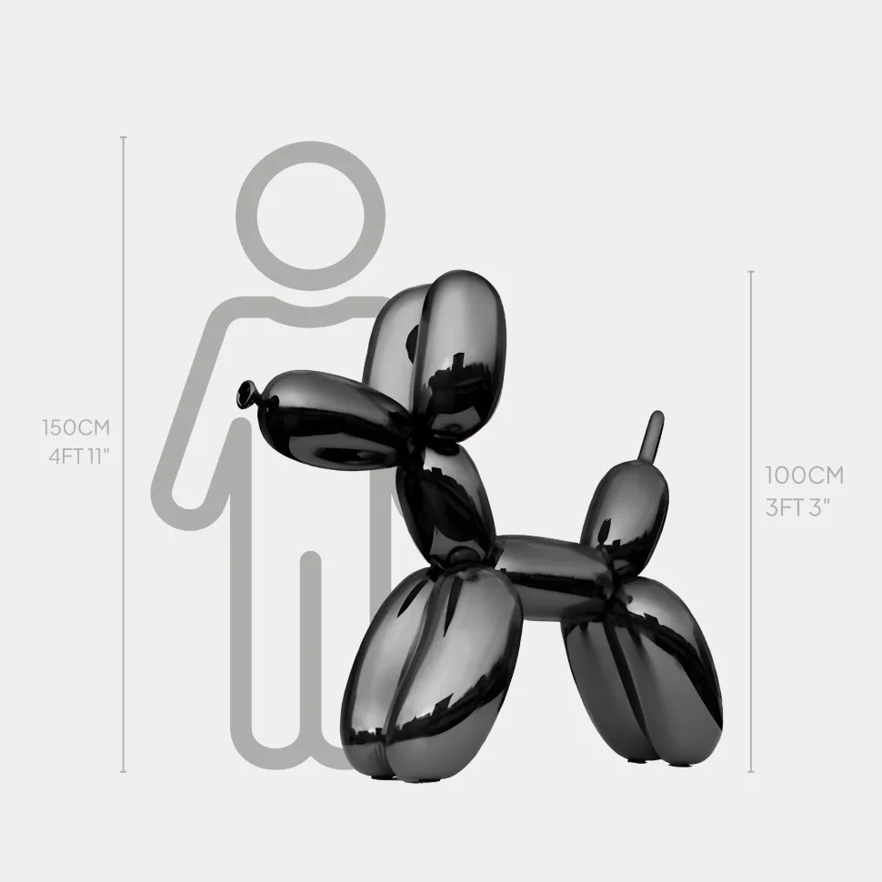 Balloon Dog 100cm Black Fibreglass Indoor Sculpture