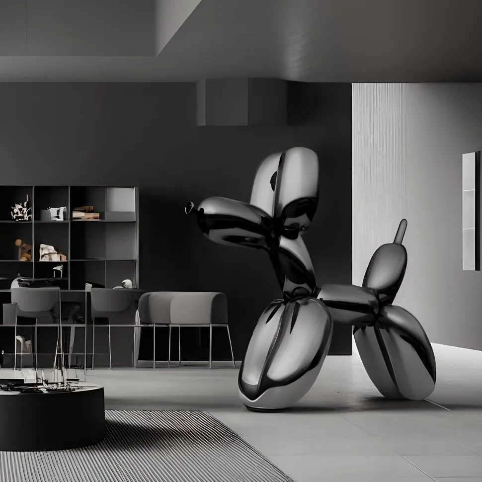 Balloon Dog 100cm Black Metal Garden Sculpture