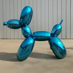 Balloon Dog 130cm Blue Metal Garden Sculpture
