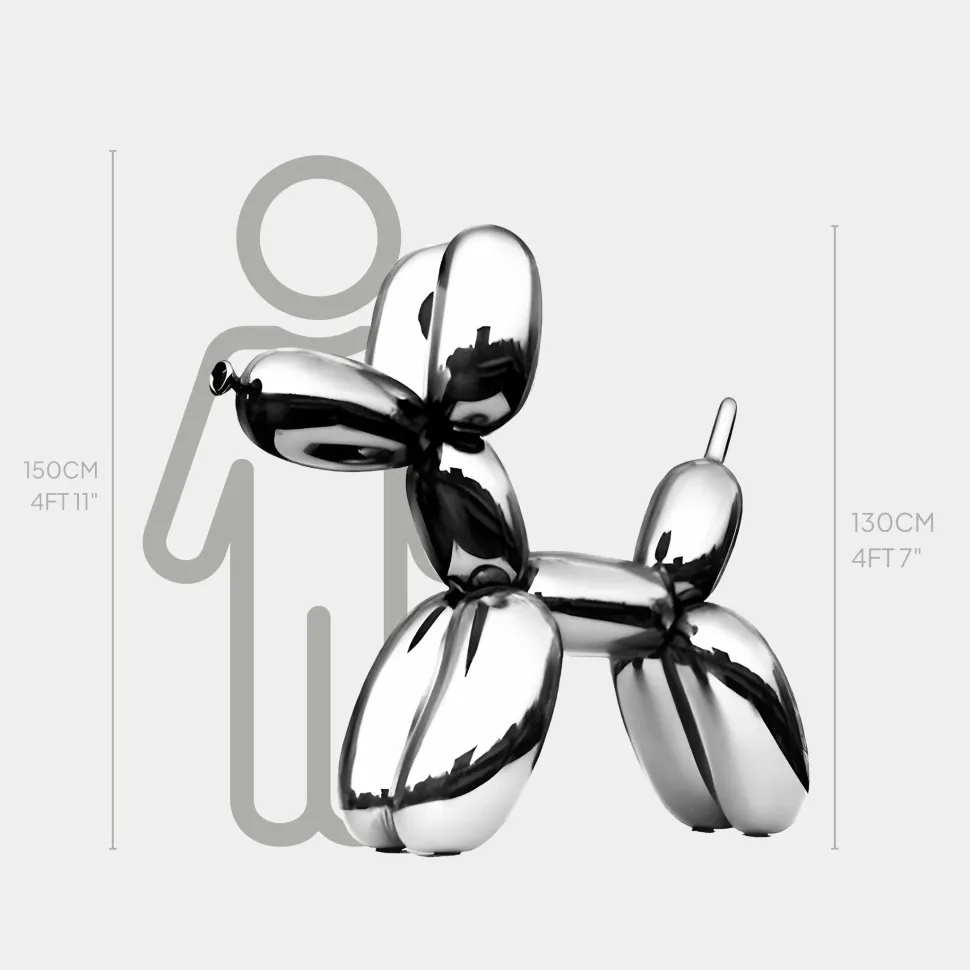 Balloon Dog 130cm Chrome Fibreglass Indoor Sculpture