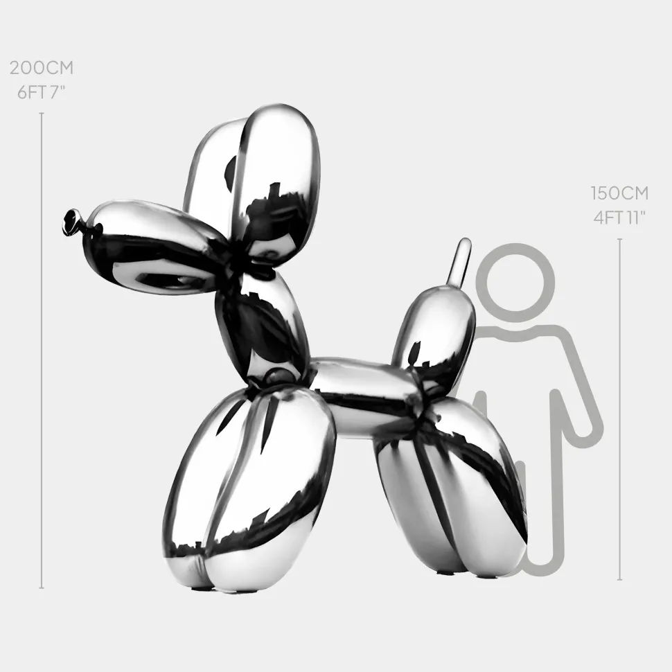 Balloon Dog 200cm Chrome Metal Garden Sculpture