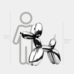 Balloon Dog 100cm Chrome Metal Garden Sculpture