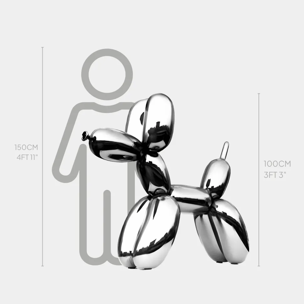 Balloon Dog 100cm Chrome Metal Garden Sculpture
