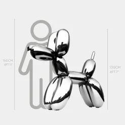 Balloon Dog 130cm Chrome Metal Garden Sculpture