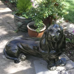 Bassett Hound Dog Bronze Metal Garden Statue