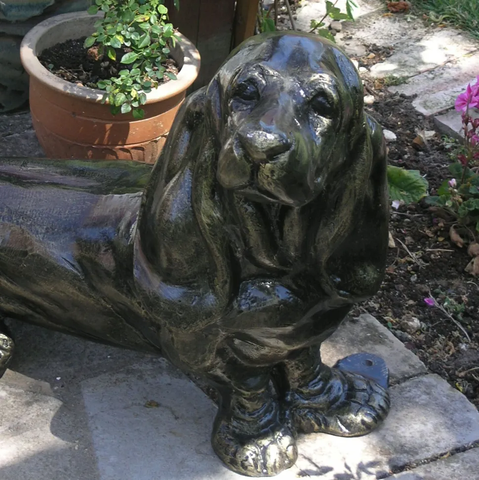 Bassett Hound Dog Bronze Metal Garden Statue