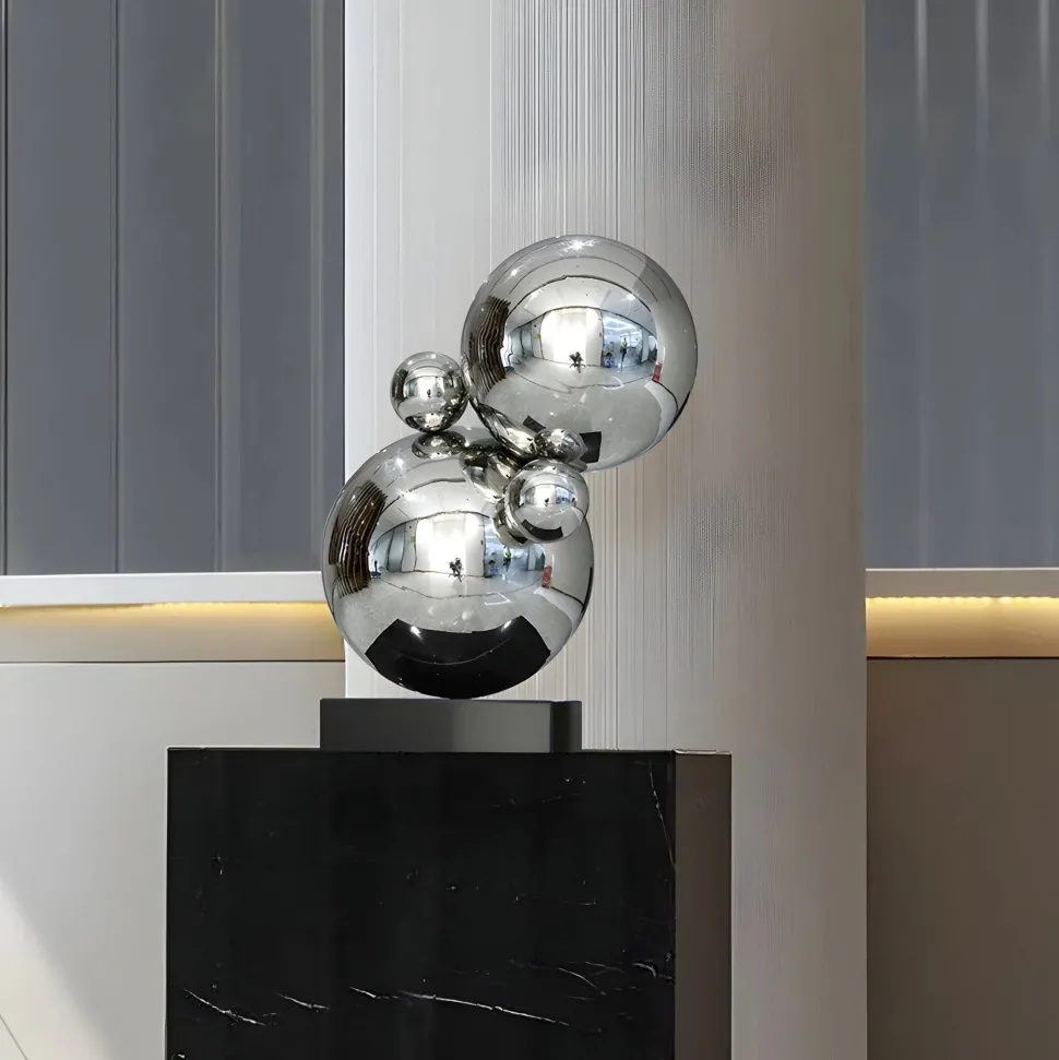 Bubble Bobble 55cm Silver Metal Indoor Sculpture