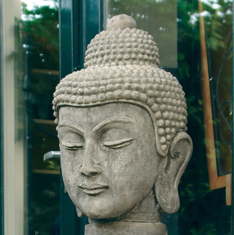 Buddha Head Stone Garden Ornament