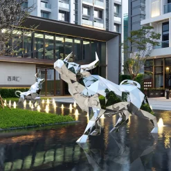 Bull 146cm Geometric Metal Garden Sculpture