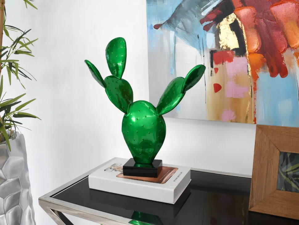 Cactus Bloom 41cm Green Resin Indoor Sculpture