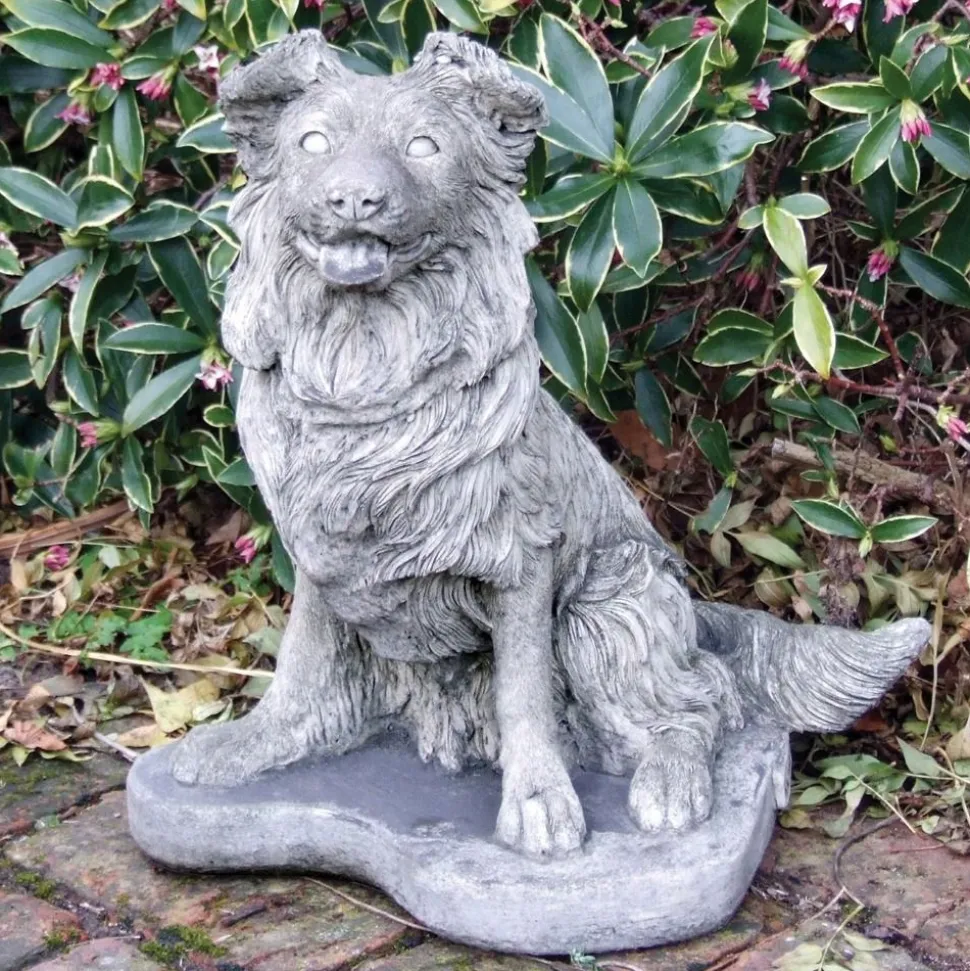 Collie Puppy Dog Stone Garden Ornament