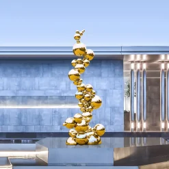 Cosmic Bubbles 226cm Gold Metal Garden Sculpture
