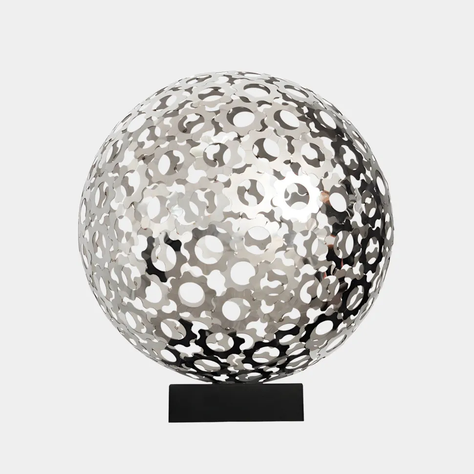 Cosmic Sphere 44cm Silver Metal Indoor Sculpture
