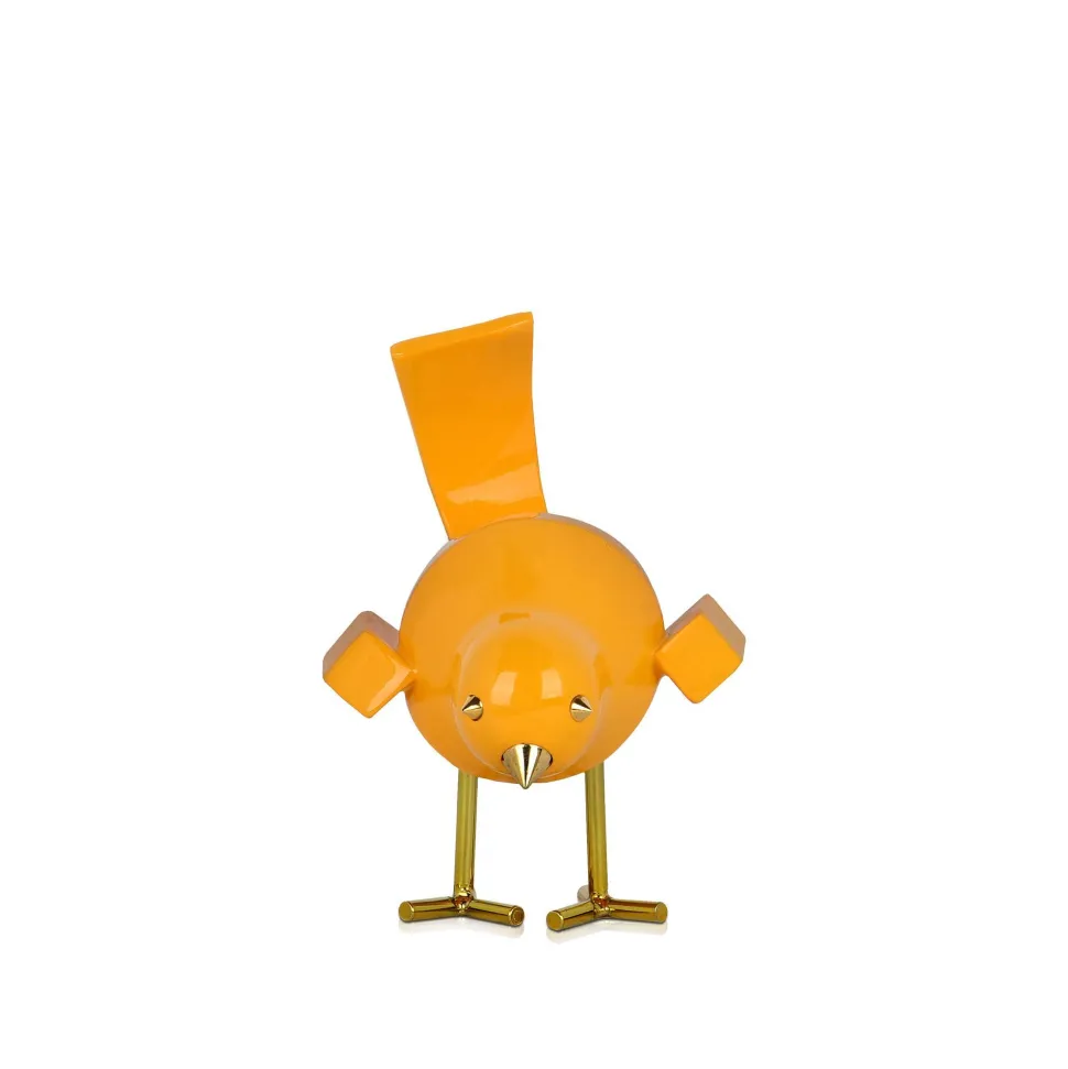 Cubic Bird 14cm Caio Yellow Resin Indoor Sculpture