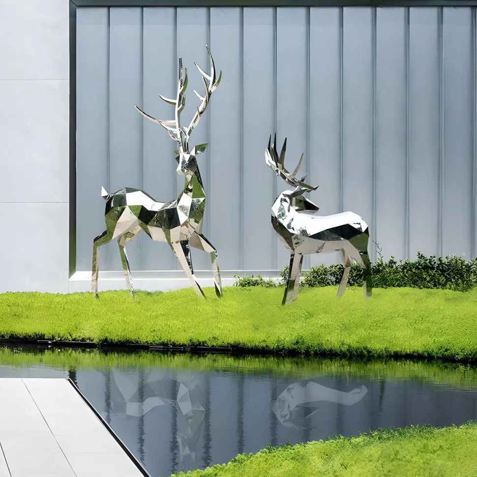 Deer 198cm Geometric Metal Garden Sculpture