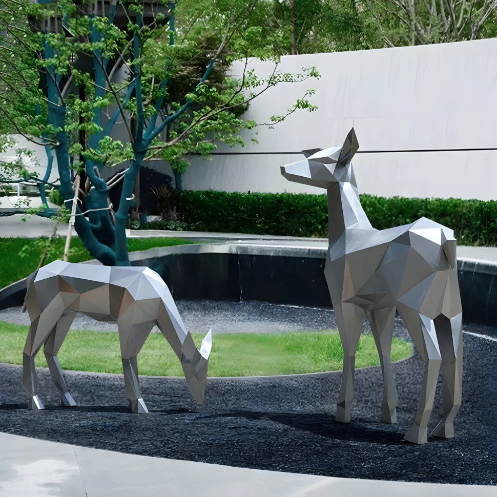 Deer 160cm Geometric Metal Garden Sculpture