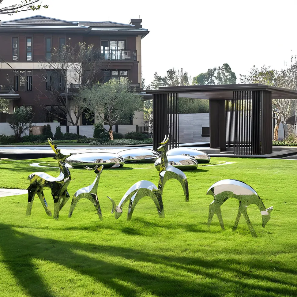 Dynamic Deer 91cm Metal Garden Sculpture