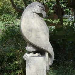 Eagle on Floral Pedestal Modern Stone Garden Statue