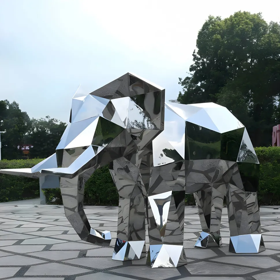 Elephant 168cm Geometric Metal Garden Sculpture