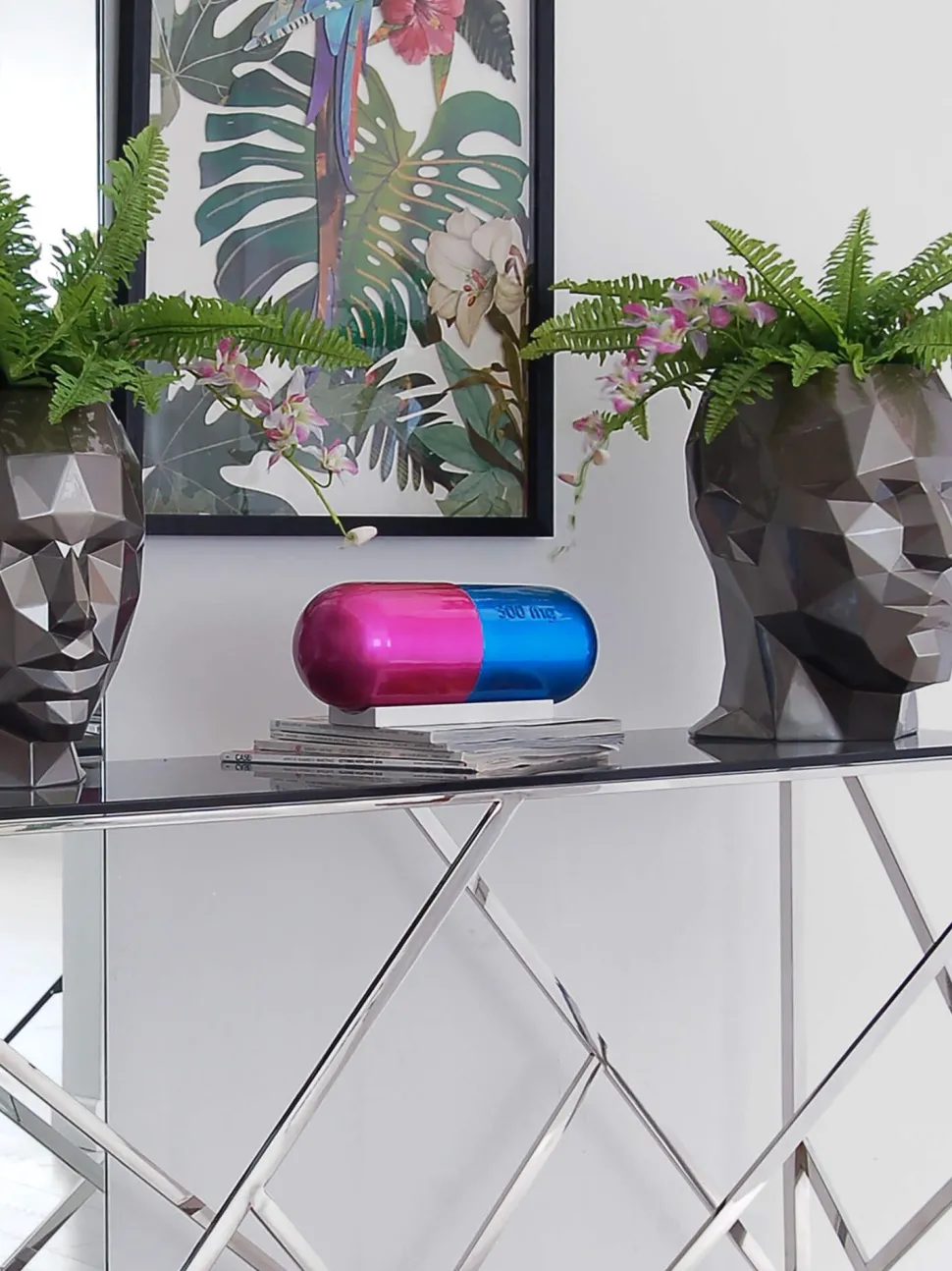 Eternal Happiness Pill 13cm Fuchsia Resin Indoor Sculpture