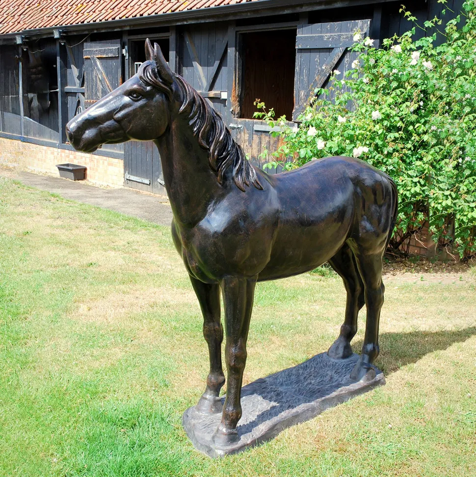 Extra Large Wild Horse Bronze Metal Garden Statue