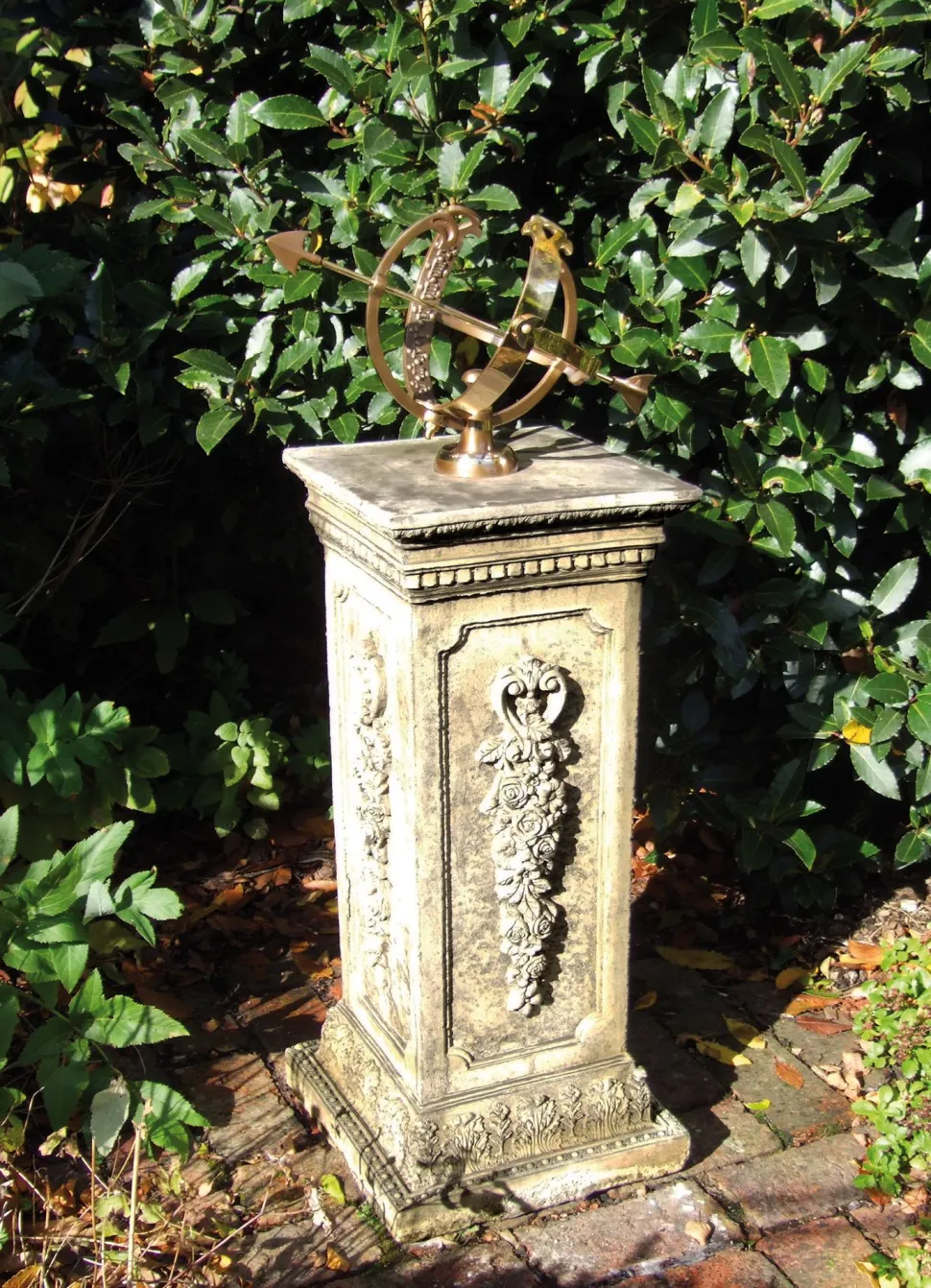 Floral Armillary Stone Garden Sundial
