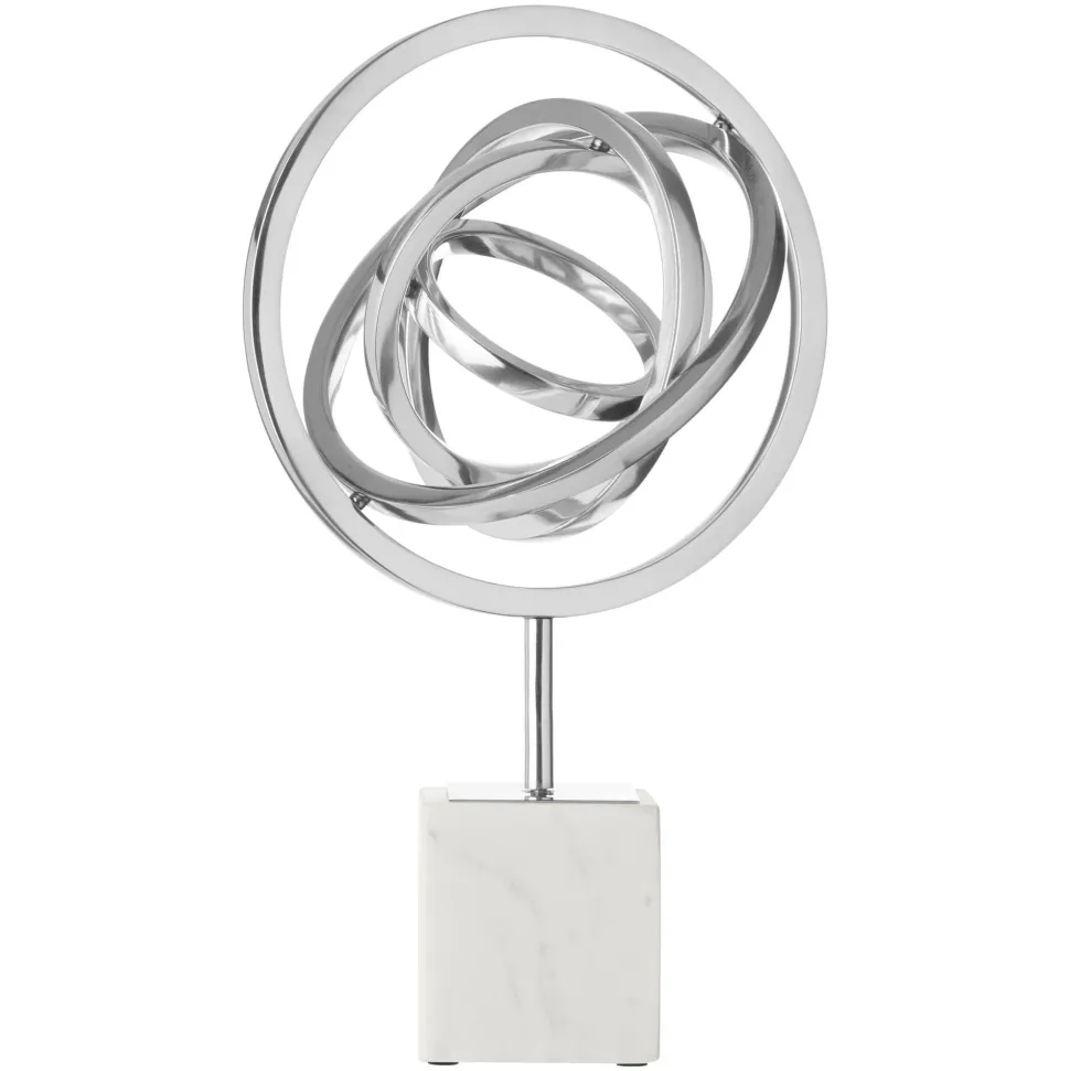 Galactic Sphere 43cm Silver Metal Indoor Sculpture