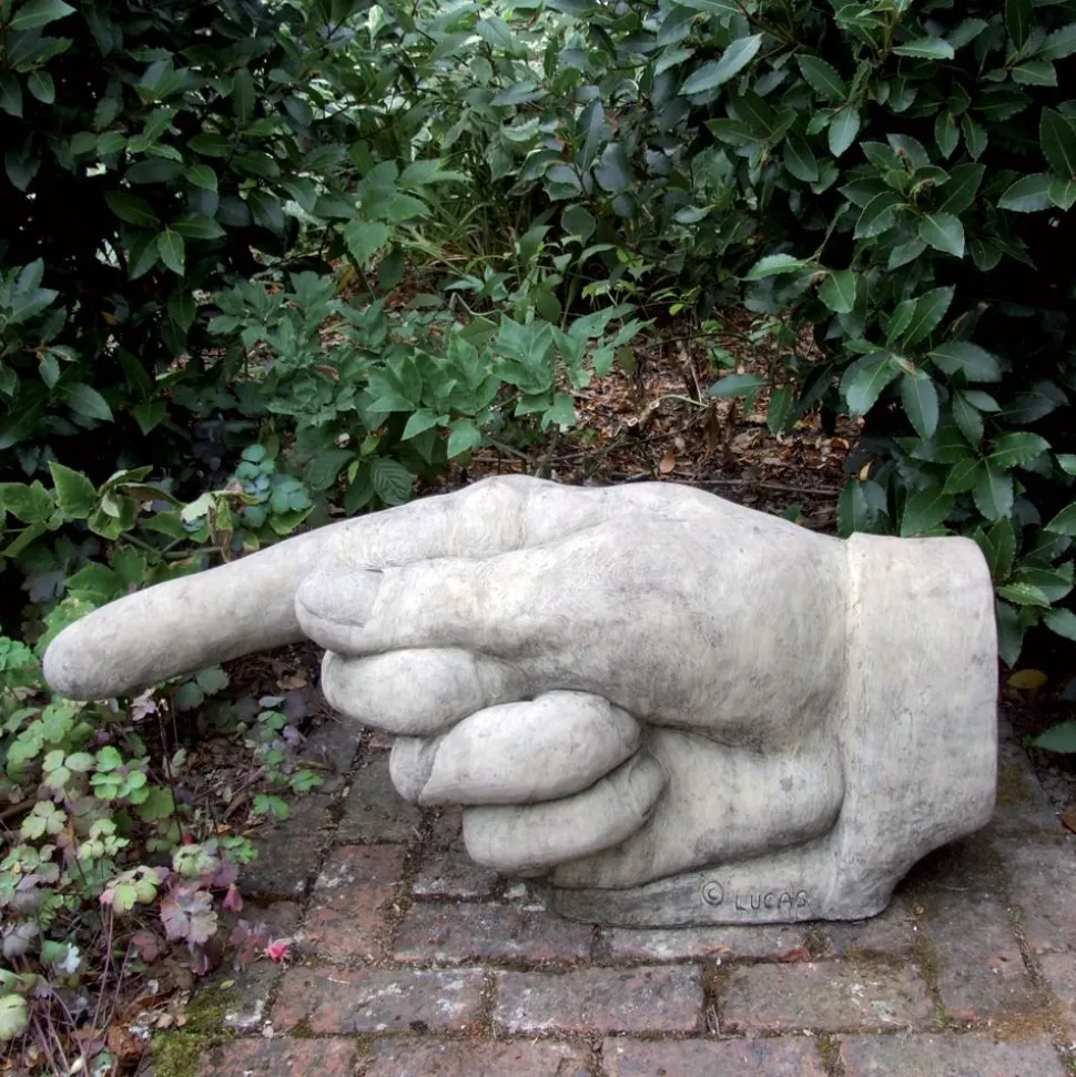 Giant Hand Pointing Left Stone Garden Statue