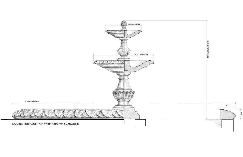 Grand Double Tier 4m Sandstone Stone Water Fountain Feature