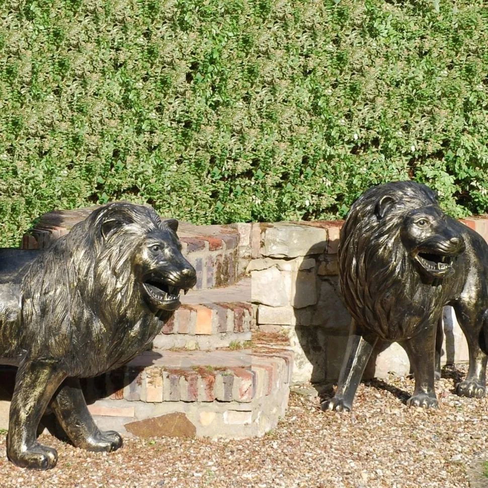 Grand Lions Bronze Metal Garden Statues