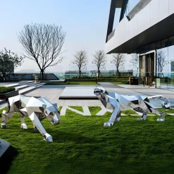 Grand Panther 87cm Geometric Metal Garden Sculpture