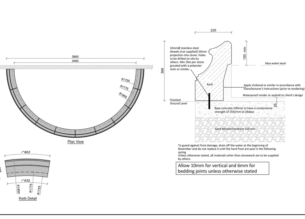 Half Circle Large Stone Pool Surround Water Feature