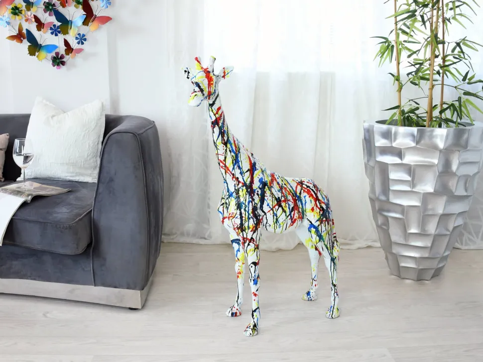 Inked Giraffe 100cm Multicolour Resin Indoor Sculpture