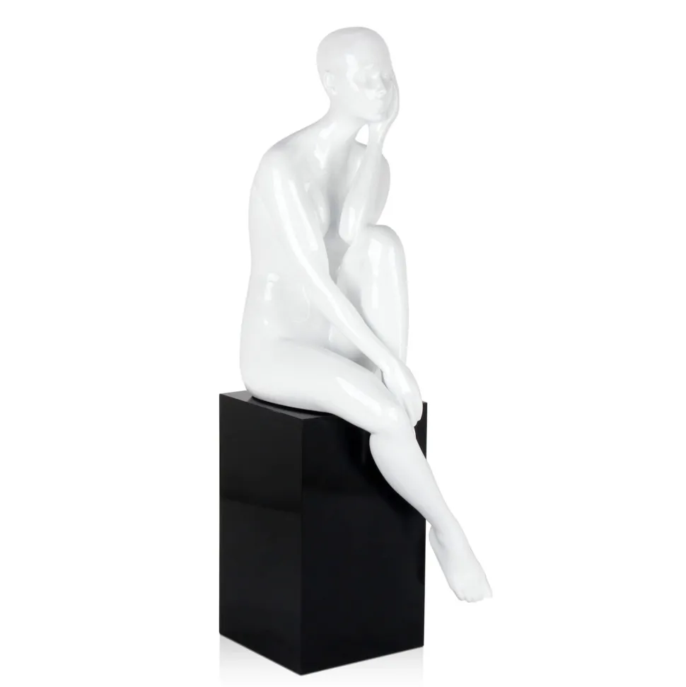 Introspective 74cm White Resin Indoor Sculpture