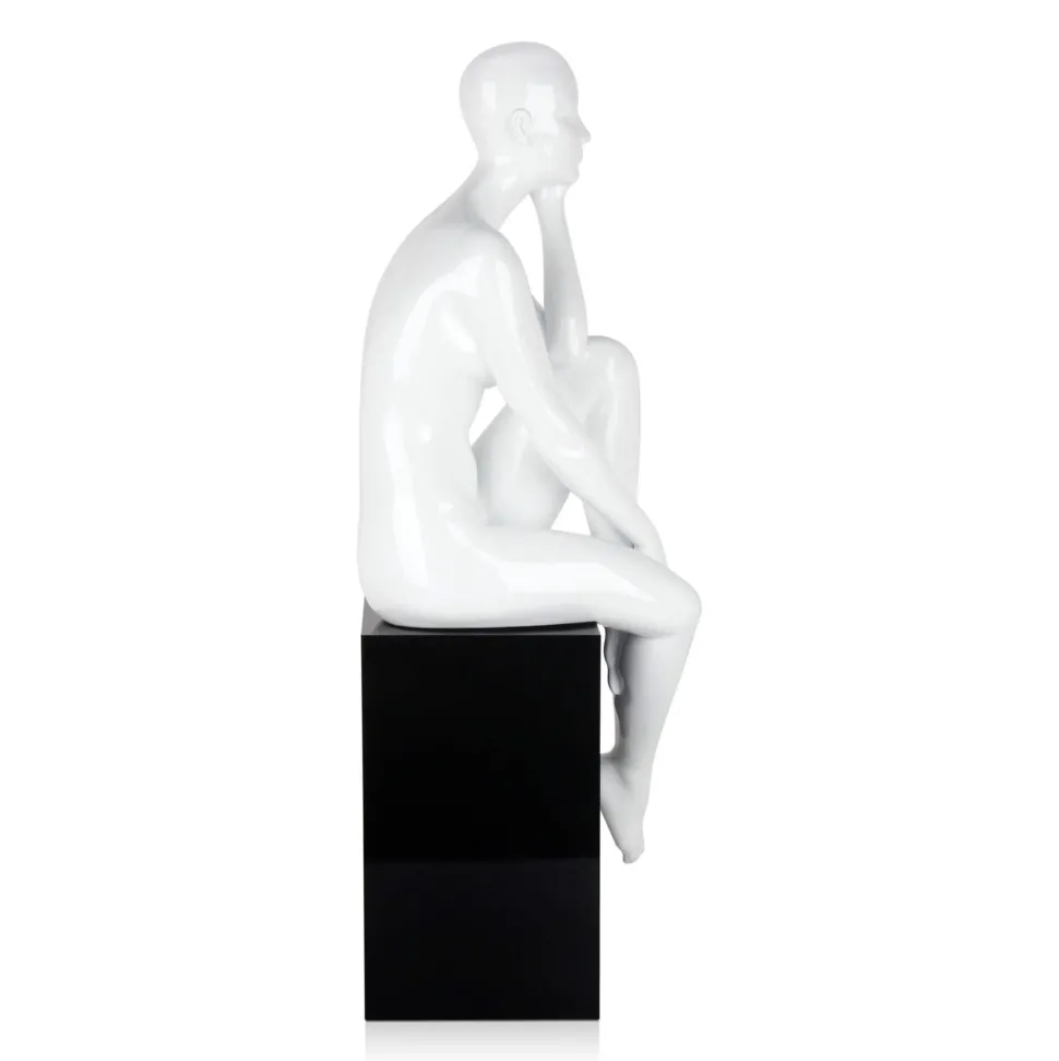 Introspective 74cm White Resin Indoor Sculpture