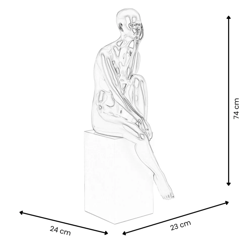Introspective 74cm White Resin Indoor Sculpture