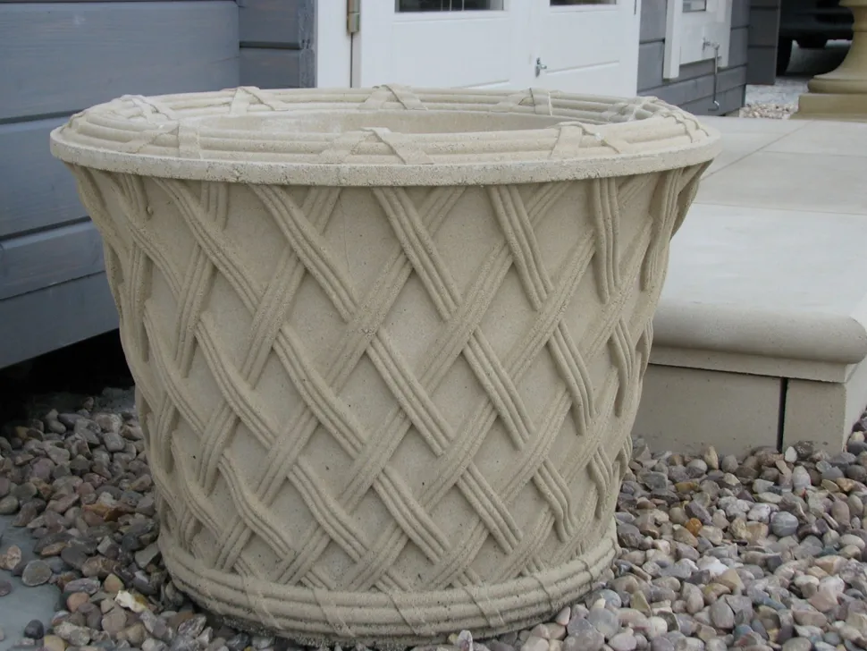 Jardinier Basket Weave 40cm Stone Garden Planter