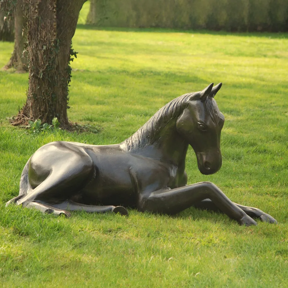 Laying Foal Bronze Metal Garden Statue