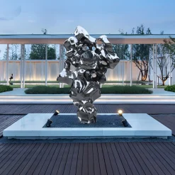 Liquid Mirage 155cm Silver Metal Garden Sculpture