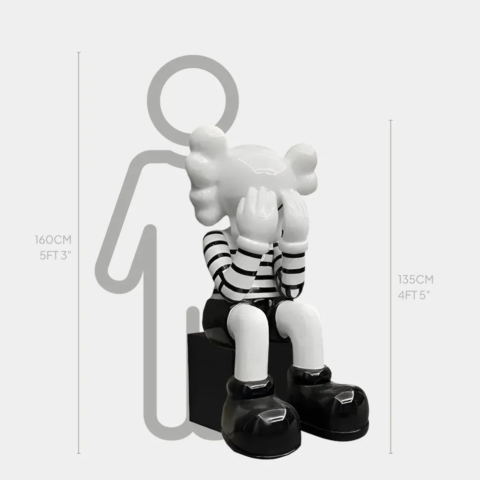 Lucify Hide 135cm Black & White Resin Indoor Sculpture