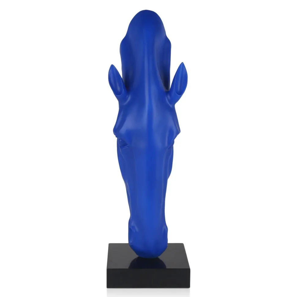 Majestic Horse Head 70cm Blu Blue Resin Sculpture