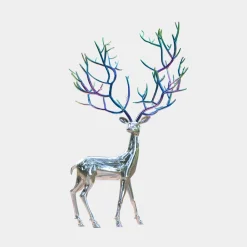 Majestic Stag 258cm Silver Metal Garden Sculpture