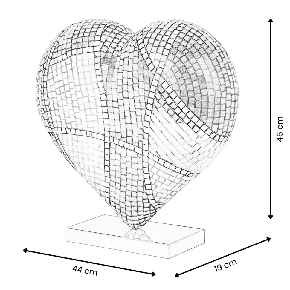 Mosaic Heart v2 46cm Pop Art Resin Indoor Sculpture