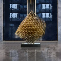Multiverse 120cm Gold Geometric Metal Garden Sculpture