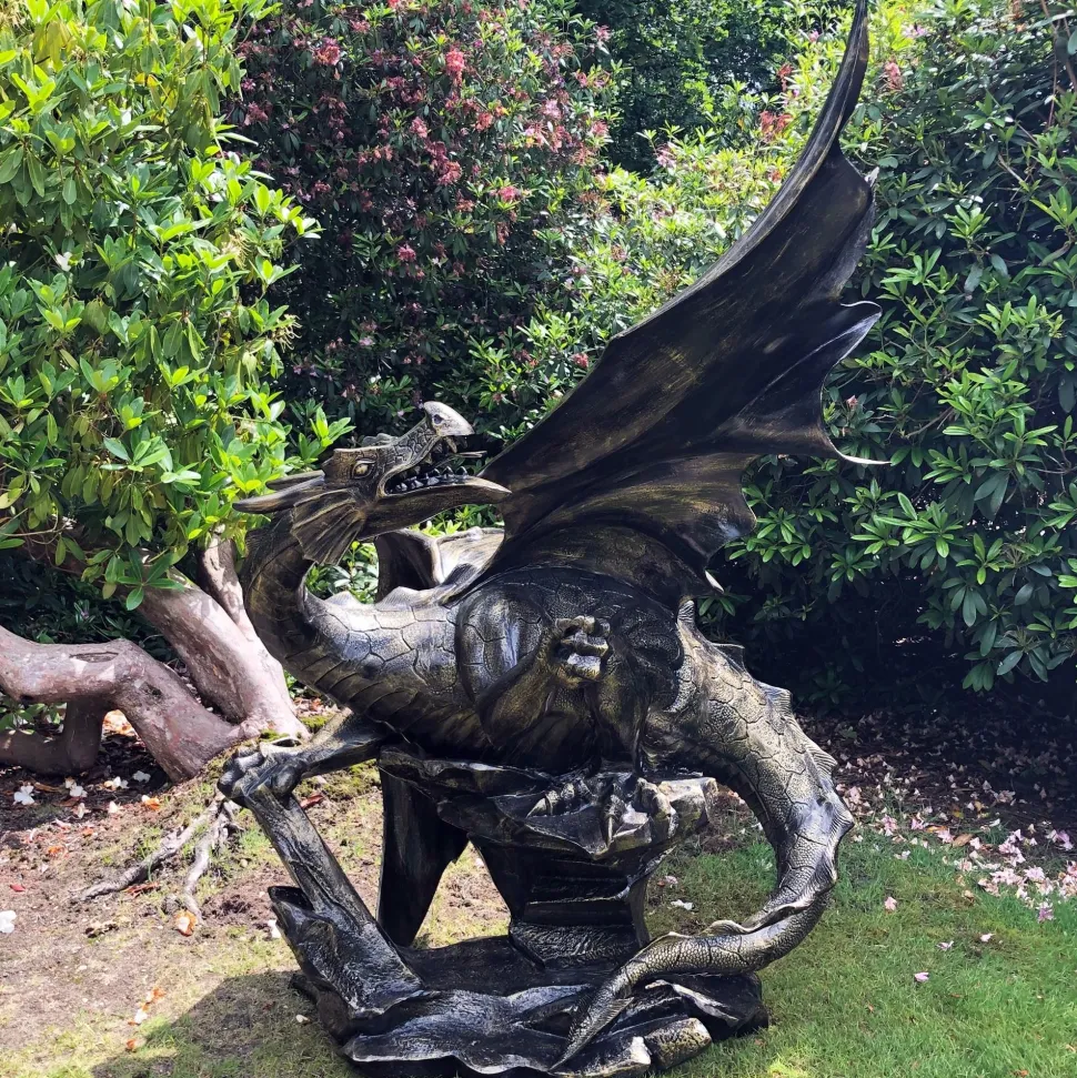 Mystical Dragon 232cm Bronze Metal Garden Statue