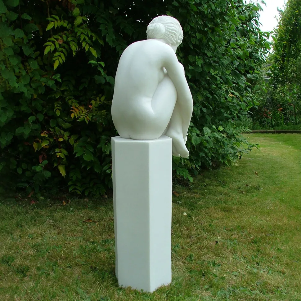 Nude Melina on Column Marble Garden Statue