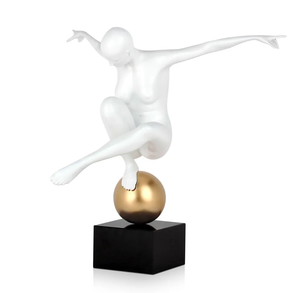 Orbital Dance 45cm White Resin Indoor Sculpture