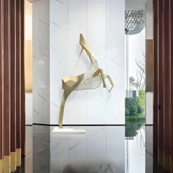 Phantom Deer 280cm Gold Metal Garden Sculpture